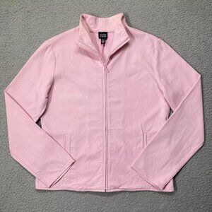 Vtg EILEEN FISHER Jacket Womens  Cotton Front Zip Pockets Barbiecore Coat